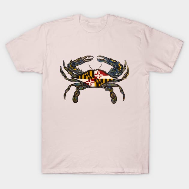 blue maryland flag crab with hidden steal your faces T-Shirt by Jeneralarts